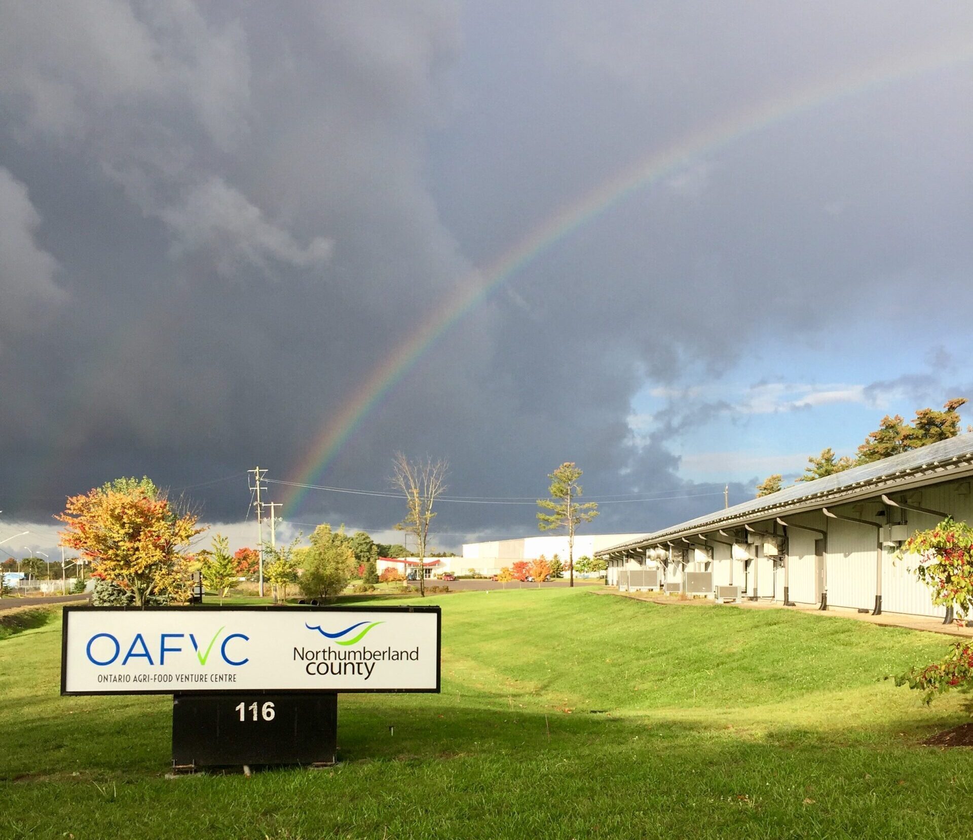 Double rainbow behind OAFVC in Colborne